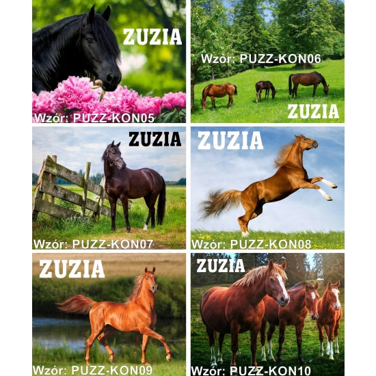 Puzzle A3 A4 KONIE Personalizowane z Dowolnym Napisem Imieniem Dużo Wzorów